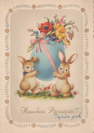 PASCUA CONEJO HUEVO Vintage Tarjeta Postal CPSM #PBO532.ES - Ostern