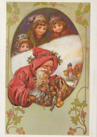 PAPÁ NOEL NIÑO NAVIDAD Fiesta Vintage Tarjeta Postal CPSM #PAK367.ES - Kerstman