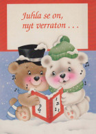 Neujahr Weihnachten TEDDYBÄR Vintage Ansichtskarte Postkarte CPSM #PAU799.DE - Neujahr