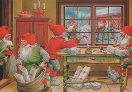 Neujahr Weihnachten GNOME Vintage Ansichtskarte Postkarte CPSM #PAU121.DE - Neujahr