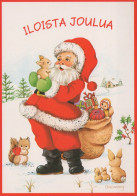 WEIHNACHTSMANN SANTA CLAUS TIERE WEIHNACHTSFERIEN Vintage Postkarte CPSM #PAK498.DE - Kerstman