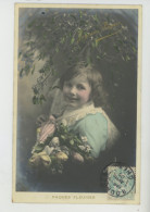 ENFANTS - LITTLE GIRL - MAEDCHEN - Jolie Carte Fantaisie Avec Fleurs Et Poupée De "Joyeuses Pâques " - Pâques Fleuries - Easter