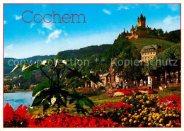 72935718 Cochem Mosel Uferpromenade Am Fluss Blumenbeet Blick Zur Reichsburg Coc - Cochem