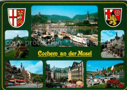 72935714 Cochem Mosel Blick Ueber Die Mosel Zur Reichsburg Hafen Marktplatz Ufer - Cochem