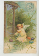 ENFANTS - ANGES - Jolie Carte Fantaisie Fillette Angelot Sonnant La Cloche Et Oeufs De Pâques - Edit.KF Serie 951 - Easter