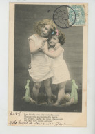 ENFANTS - LITTLE GIRL - MAEDCHEN - Jolie Carte Fantaisie Fillettes "bébés Aux Cheveux D'aurore Mangeant Du Sucre " - Portraits