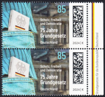 !a! GERMANY 2024 Mi. 3830 MNH Vert.PAIR W/ Right Margins (b) - Constitution - Nuovi