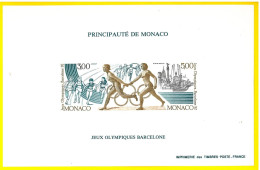 MONACO 1992 Sheet Barcellona Olympic Games IMPERFORATE - Non Dentellato RARE - Neufs