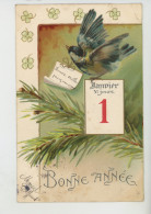 OISEAUX - BIRDS  - Jolie Carte Fantaisie Mésange Bleue De "Bonne Année " - Neujahr