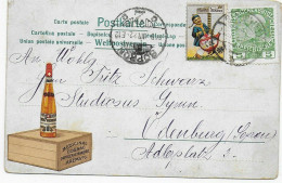 Werbekarte Mit Vignette Teekanne, Cognac Nach Ödenburg/Sopran 1922 - Storia Postale