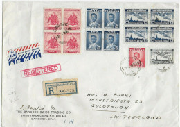 Airmail Registered Bangkok To Solothurn, Switzerland, 1955, KLM Flight - Tailandia