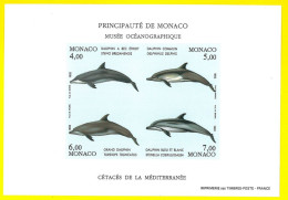 MONACO 1992 Sheet Whales/Dolphin/Marine Mammals/Nature INPERFORATE - Yv 56a RARE - Neufs