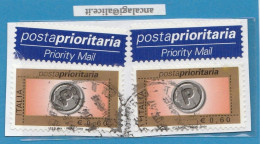 USATI ITALIA POSTA PRIORITARIA 2004 - Ref.1437A  "7^ Emissione"  2 Val. Da € 0,60 Con Appendice - - 2001-10: Usati