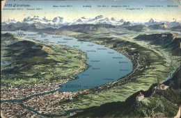 11377975 Zuerich Uebersichtskarte Zuerichsee Und Umgebung Alpenpanorama Zuerich - Sonstige & Ohne Zuordnung