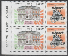 Année 2022 - N°5437A X 2 Moulins 0,97 € Surchargé 1,16 € "Report 2022 - Cause Covid 19" - Unused Stamps