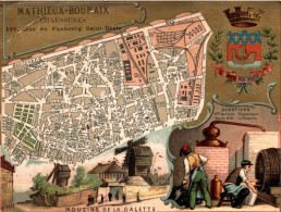 CHROMO AU BON MARCHE MATHIEUX-BOUNAIX CHAUSSURES A PARIS PLAN RUES ET BOULEVARDS BLASON BUTTE MONTMARTRE MOULINS GALETTE - Autres & Non Classés