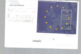 CROATIE BLOC 52 SUR L ADHESION A L UNION EUROPEENNE SUR LETTRE RECOMMANDEE POUR LA FRANCE - Croatia