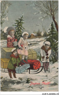 AS#BFP1-0357 - VOEUX - Joyeux Noël - Enfants Autour D'une Luge - Photomontage - Autres & Non Classés