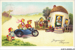 AS#BFP1-0337 - VOEUX - Heureuses Pâques - Poussins Habillés, Side Car - Easter