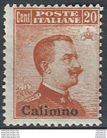 1917 Egeo Calino 20c. Arancio Mc MNH Sassone N. 9 - Autres & Non Classés