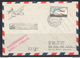 1951 SAN MARINO, Posta Aerea N. 99 -1.000 Lire Bruno E Celeste - FDC - New York - Europa