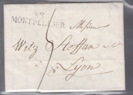 Lettre Dite Précurseurs  Sur  Lettre  33 Montpellier   Année 1815  Destination Lyon - 1801-1848: Precursors XIX