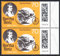 !a! GERMANY 2024 Mi. 3829 MNH Vert.PAIR W/ Right Margins (b) - Cäcilie Berta Benz, German Automobile Pioneer - Nuovi