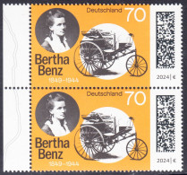 !a! GERMANY 2024 Mi. 3829 MNH Vert.PAIR W/ Left Margins (a) - Cäcilie Berta Benz, German Automobile Pioneer - Ongebruikt