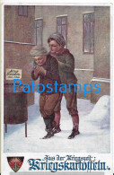 228761 ART ARTE SIGNED FK CHILDREN IN WITH COLD WINTER GERMANY CANCEL FELDPOST CIRCULATED TO HUNGARY POSTAL POSTCARD - Otros & Sin Clasificación