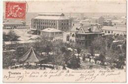 Post Card China Tientsin  View From British Concession  10c Mouchon Bureau Français  Via Sibérie  Dos Précurseur - Chine