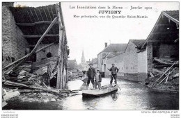 51 JUVIGNY LES INONDATIONS 1910 RUE PRINCIPALE VUE DU QUARTIER SAINT MARTIN - Autres & Non Classés