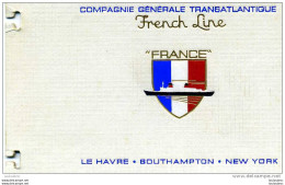 LE FRANCE CARNET DE 18 CARTES POSTALES COMPAGNIE GENERALE TRANSATLANTIQUE CACHET AU DOS POSTED AT SEA - Passagiersschepen