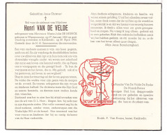 DP Henri Van De Velde ° Waasmunster 1882 † Kieldrecht Beveren Waas 1956 X Maria De Munck // De Rycke Pieters - Images Religieuses