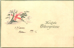 Ostern - Prägekarte - Blumen - Ei - Pâques