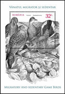 2022, Romania, Migratory And Sedentary Game, Birds, Souvenir Sheet, MNH(**), LPMP 2392a - Ongebruikt