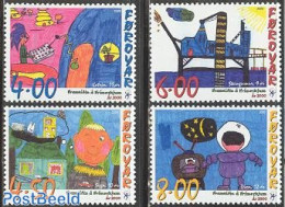 Faroe Islands 2000 Children Paintings 4v, Mint NH, Art - Children Drawings - Otros & Sin Clasificación