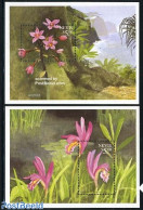 Nevis 1999 Orchids 2 S/s, Mint NH, Nature - Flowers & Plants - Orchids - St.Kitts-et-Nevis ( 1983-...)