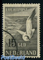 Netherlands 1951 Airmail 15gld, Used, Used Or CTO, Nature - Birds - Art - Bridges And Tunnels - Posta Aerea