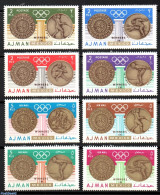 Ajman 1968 Olympic Medals 8v, Mint NH, Sport - Athletics - Cycling - Fencing - Olympic Games - Swimming - Atletismo