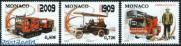 Monaco 2009 Fire Engines 3v, Mint NH, Transport - Automobiles - Fire Fighters & Prevention - Neufs