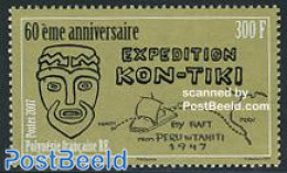 French Polynesia 2007 Kon-Tiki Expedition 1v, Mint NH, History - Transport - Explorers - Ships And Boats - Unused Stamps