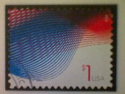 United States, Scott #4953, Used(o), 2015, Patriotic Waves, $1.00, Red And Blue - Usati