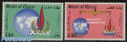 Qatar 1983 Human Rights 2v, Mint NH, History - Human Rights - Qatar