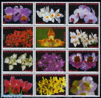 Suriname, Republic 2010 Orchids 12v, Sheetlet, Mint NH, Nature - Flowers & Plants - Orchids - Surinam