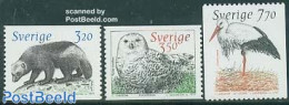 Sweden 1997 Animals 3v, Mint NH, Nature - Animals (others & Mixed) - Birds - Owls - Storks - Ongebruikt