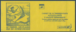 Carnet 10 Timbres N°3085-C3 Avec Variété Couverture Avec Gros Traits Parasites Autour Du Mot  " La Poste " Intéressant ! - 1982-1990 Liberty Of Gandon