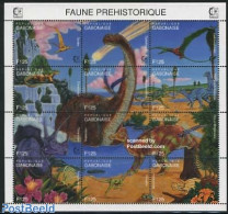 Gabon 1995 Preh. Animals 12v M/s (125F), Mint NH, Nature - Prehistoric Animals - Ongebruikt