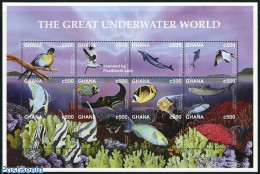 Ghana 1997 Underwater World 12v M/s, Mint NH, Nature - Birds - Fish - Sea Mammals - Poissons