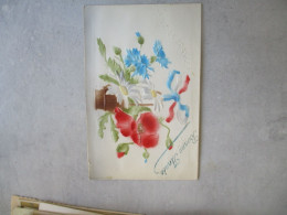 CARTE PATRIOTIQUE EN LEFIEF VIVE LA FRANCE BLEUET MARGUERITE COQUELICOT LES 3 COULEURS - Other & Unclassified