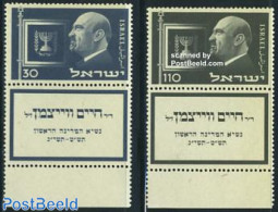 Israel 1952 Ch. Weizmann 2v, Mint NH, History - Science - Politicians - Chemistry & Chemists - Unused Stamps (with Tabs)